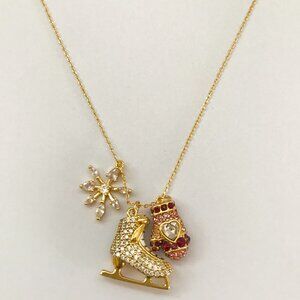 Kate Spade Snowflake Ice Skate and Glove Pendant Short Necklace